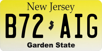 NJ license plate B72AIG