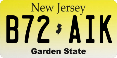 NJ license plate B72AIK