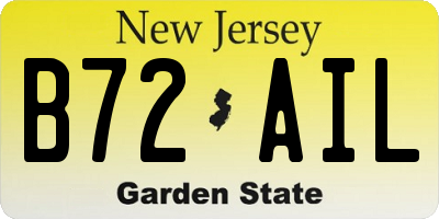 NJ license plate B72AIL