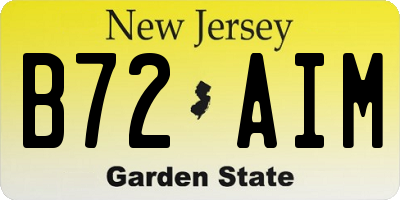 NJ license plate B72AIM