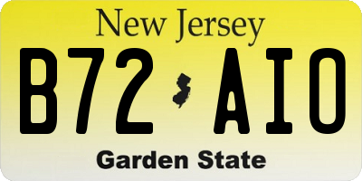 NJ license plate B72AIO