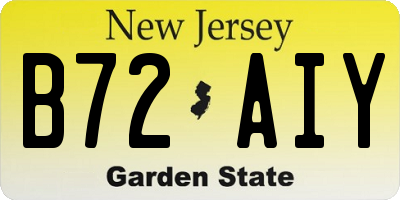 NJ license plate B72AIY