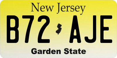 NJ license plate B72AJE
