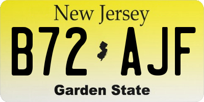 NJ license plate B72AJF