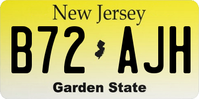 NJ license plate B72AJH