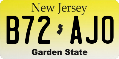 NJ license plate B72AJO