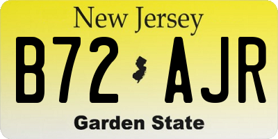 NJ license plate B72AJR