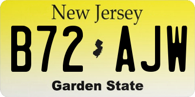 NJ license plate B72AJW