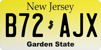 NJ license plate B72AJX