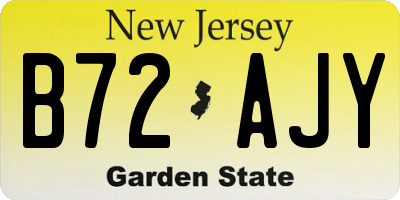 NJ license plate B72AJY