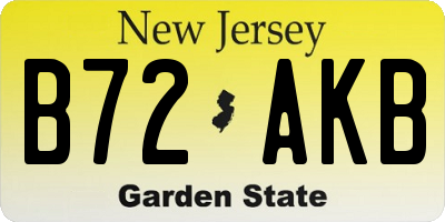 NJ license plate B72AKB