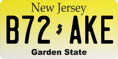 NJ license plate B72AKE