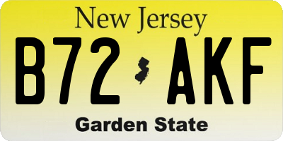 NJ license plate B72AKF