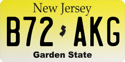 NJ license plate B72AKG