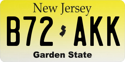 NJ license plate B72AKK