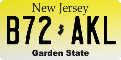 NJ license plate B72AKL