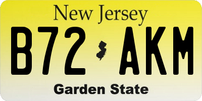 NJ license plate B72AKM