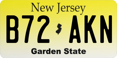 NJ license plate B72AKN