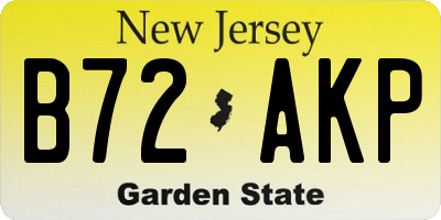 NJ license plate B72AKP
