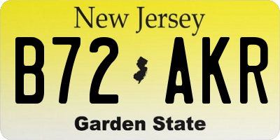 NJ license plate B72AKR