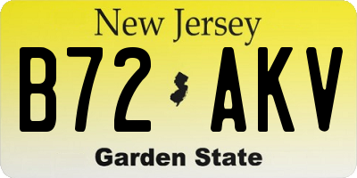 NJ license plate B72AKV