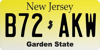 NJ license plate B72AKW