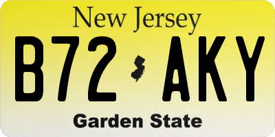 NJ license plate B72AKY