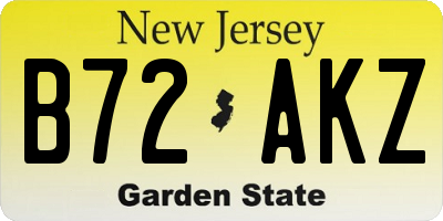 NJ license plate B72AKZ