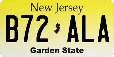NJ license plate B72ALA
