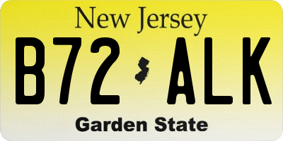 NJ license plate B72ALK