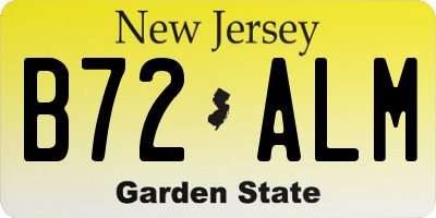 NJ license plate B72ALM