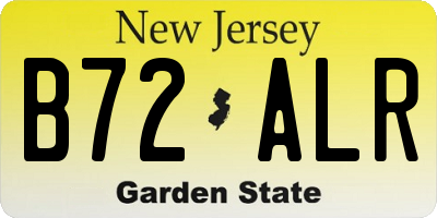 NJ license plate B72ALR