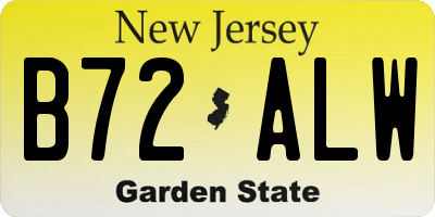 NJ license plate B72ALW