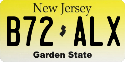 NJ license plate B72ALX