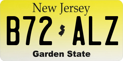 NJ license plate B72ALZ