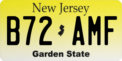 NJ license plate B72AMF