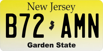 NJ license plate B72AMN
