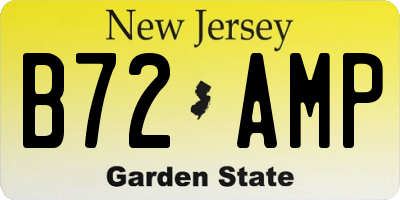 NJ license plate B72AMP