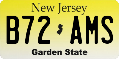 NJ license plate B72AMS