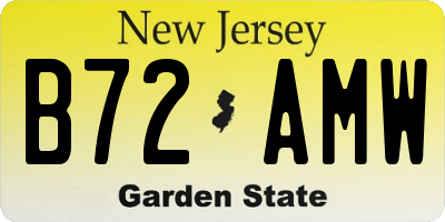 NJ license plate B72AMW