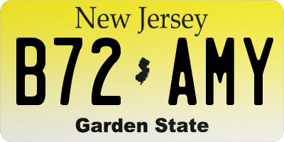 NJ license plate B72AMY