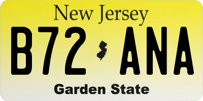 NJ license plate B72ANA