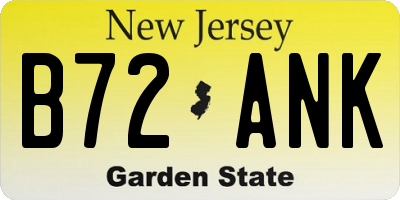 NJ license plate B72ANK