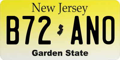 NJ license plate B72ANO