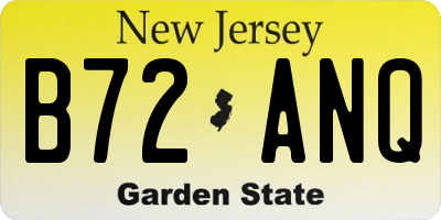 NJ license plate B72ANQ