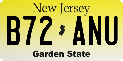 NJ license plate B72ANU