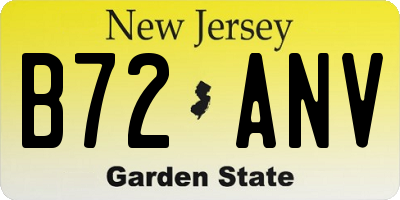 NJ license plate B72ANV