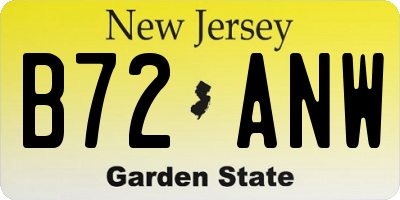 NJ license plate B72ANW