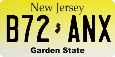 NJ license plate B72ANX