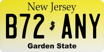 NJ license plate B72ANY
